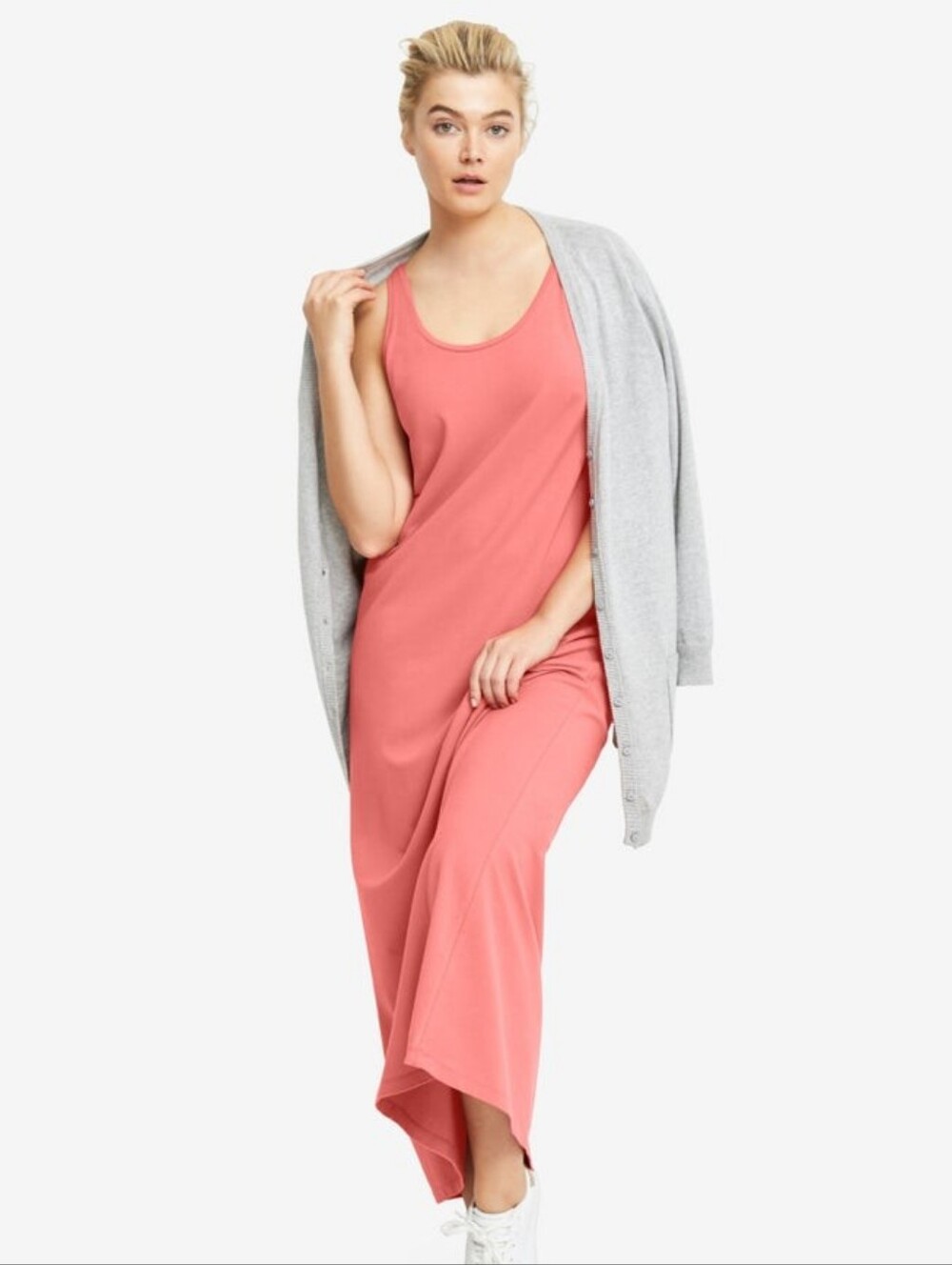 Ellos NWT Coral Cotton Spandex Scoop Neck A- Line Tank Dress 38/40 (5X)